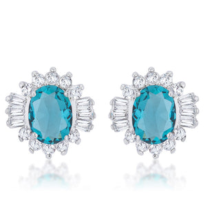 Chrisalee 3.3ct Aqua CZ Rhodium Classic Stud Earrings