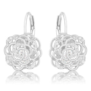 Maya 1.5ct CZ Rhodium Rose Drop Earrings