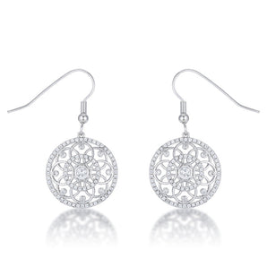 .95 Ct Interlocking Circle Rhodium and CZ Earrings