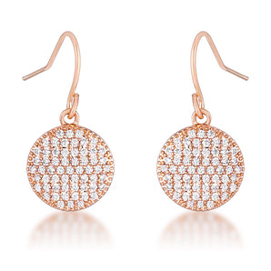 .6 Ct Elegant CZ Rose Gold Plated Disk Earrings