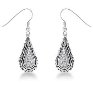 .45 Ct Tear Drop Rhodium Earrings with CZ