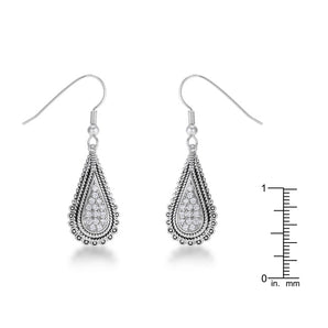 .45 Ct Tear Drop Rhodium Earrings with CZ