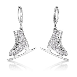 Delicate .85Ct Rhodium Plated Ice Skate Earrings