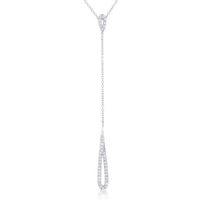 Chrisette 0.4ct CZ Rhodium Classic Drop Lariat Necklace