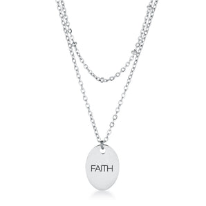 Stainless Steel Double Chain FAITH Necklace