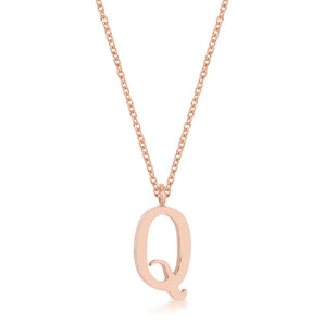 Elaina Rose Gold Stainless Steel Q Initial Necklace