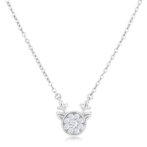 3.88Ct Rhodium Reversible Champagne CZ Reindeer Pendant