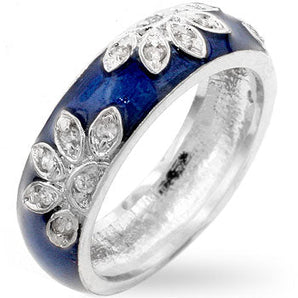 Enamel Cubic Zirconia Leaf Ring