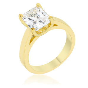 Cubic Zirconia Radiant Solitaire Ring