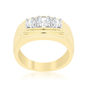 Golden Triplet Cubic Zirconia Ring