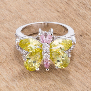 Rhodium Plated Butterfly Cocktail Ring