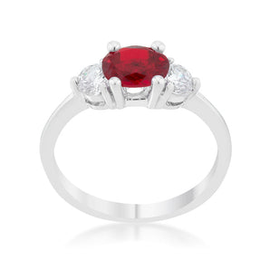 Miranna 1.2ct Garnet CZ Rhodium Classic Oval Ring