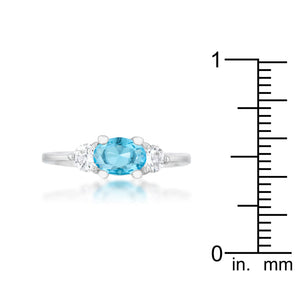 Miranna 1.2ct Blue Topaz CZ Rhodium Classic Oval Ring