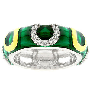 Green Enamel Horseshoe Ring