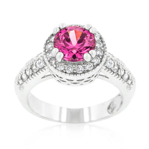 Fuchsia Halo Engagement Ring