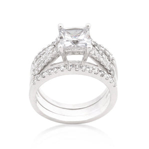 Princess Cut Cubic Zirconia Triple Bridal Set