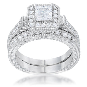 Art Deco Princess Cut Bridal Set