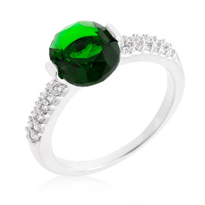 Green Oval Cubic Zirconia Engagement Ring