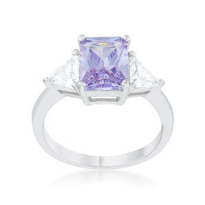 Classic Lavender White Gold Rhodium Engagement Ring