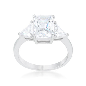Classic Clear Sterling Silver Engagement Ring