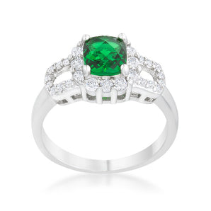 Liz 1.1ct Emerald CZ Rhodium Classic Ring