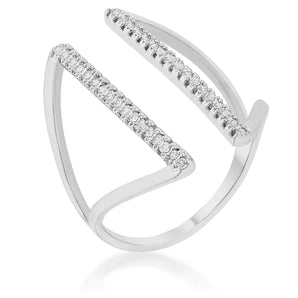 Jena 0.2ct CZ Rhodium Delicate Parallel Ring