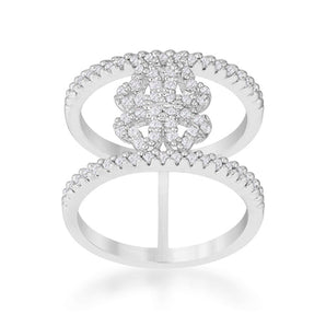 Lauren 0.4ct CZ Rhodium Delicate Clover Wrap Ring