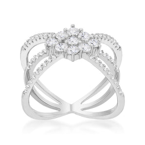 Rhodium Plated Mindy 0.8ct CZ Delicate Triple Wrap Ring