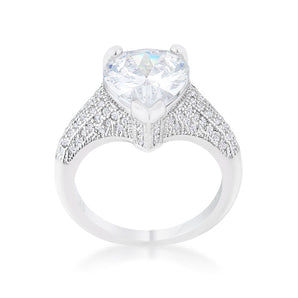 Rhyne 5.8ct CZ Rhodium Pear Cocktail Ring