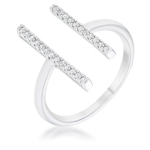 Sharna 12ct CZ Rhodium Parallel Contemporary Ring