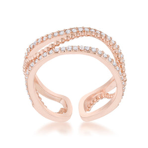 Marina 0.5ct CZ Rose Gold Abstract Cuff Ring