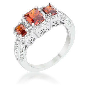 Rita 2.3ct Garnet CZ Rhodium Classic Trio Ring