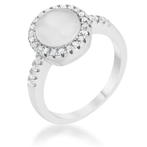 Patricia 0.3ct CZ White Cats Eye Rhodium Classic Ring