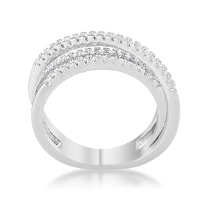 Laurie 0.2ct CZ Rhodium Contemporary Trio Band Ring