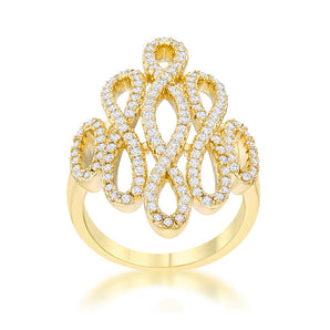 Natasha 0.94ct CZ 14k Gold Contemporary Cocktail Ring