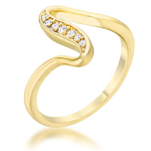 Sheryl 0.07ct CZ 14k Gold Simple Wave Ring