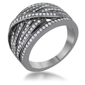 Shirah 0.75ct CZ Hematite Wide Statement Ring