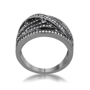 Shirah 0.75ct CZ Hematite Wide Statement Ring