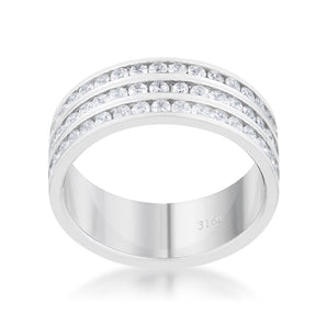 Dreya 1.6ct CZ Rhodium Stainless Steel Eternity Ring