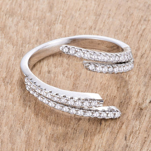 1.12Ct Delicate Rhodium Plated CZ Wrap Ring