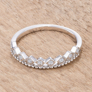 .14Ct Rhodium Plated CZ Mini Crown Stackable Band
