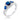 1.43Ct Rhodium & Hematite Plated Sapphire Blue & Clear CZ Three Stone Twisted  Ring