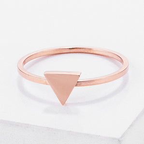 Stainless Steel Rose Goldtone Plated Triangle Stackable Ring